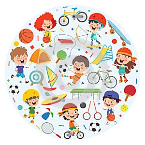 Sport Concept Design With Funny Children