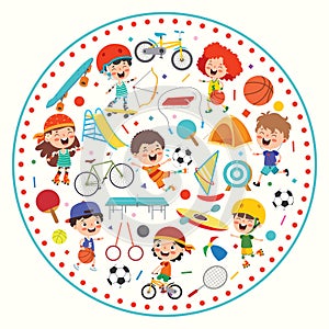 Sport Concept Design With Funny Children