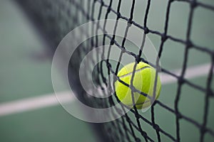 Sport concept with tennis ball net and court