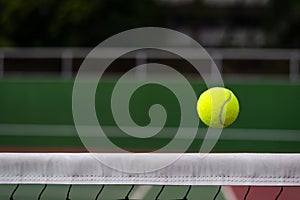 Sport concept with tennis ball net and court