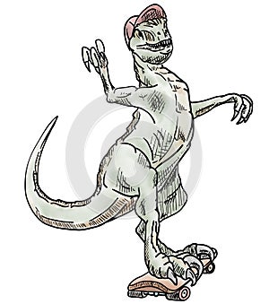 Sport dinosaur illustration isolated on white backgroud