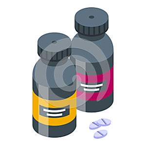 Sport doctor pills icon isometric vector. Medical health