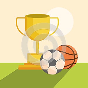 sport equiment trophy award soccer basketball balls