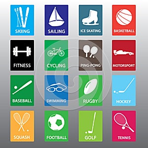 Sport equipment color icon set eps10