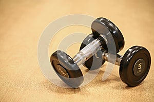 Sport equipment in fitness room or gym room, relax room for healthy people, Dumbbell in fitness and gym room