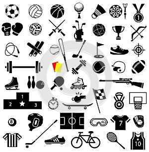 Sport equipment icon set