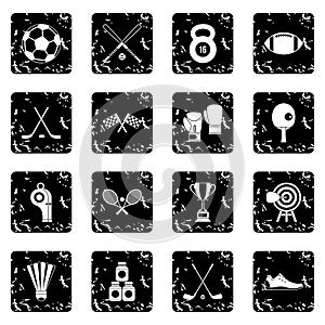 Sport equipment icons set, simple style