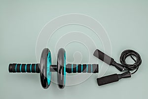 Sport equipment. Skipping rope fitness roller