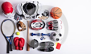 Sport Equipment On White Background