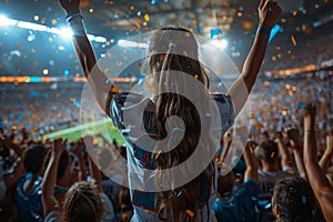 Sport event with cheering fans in a stadium