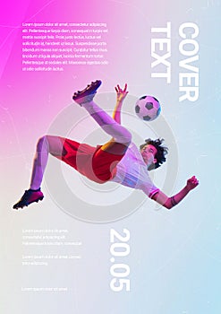 Sport event poster in neoned colors. Template, copyspace for your design