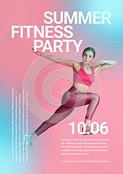 Sport event poster in neoned colors. Template, copyspace for your design