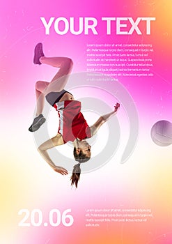 Sport event poster in neoned colors. Template, copyspace for your design