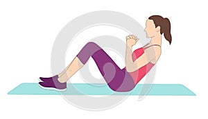 Sport exercise. Colorful Illustration of woman doing exercise. Workout, training