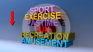 Sport exercise pastime fun recreation amusement on blue