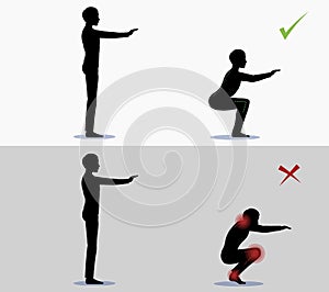 Sport exercise. Physical training squats