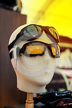 Sport eyeware on head model show