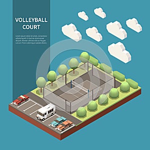 Sport Field Isometric Composition