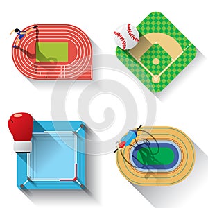 Sport fields illustration icons set