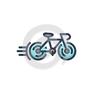 Color illustration icon for cycle, race and street