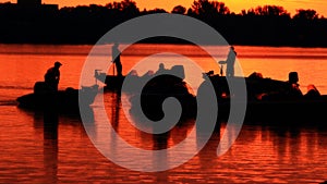 Sport fisherman and there boats at sunrise