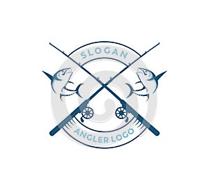 sport fishing or angler icon logo design