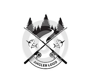sport fishing or angler icon vector logo design