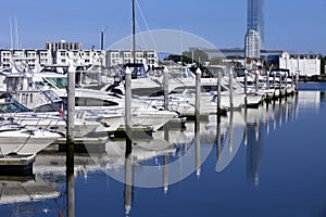 Sport Fishing Boats and Yacht in a Marina photo