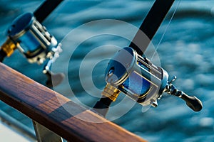 Sport fishing gear on a fishing charter photo