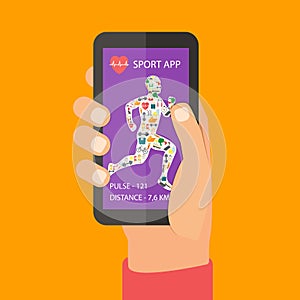 Sport fitness app concept on touchscreen