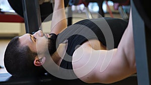 Sport fitness gym workout athlete man benchpress