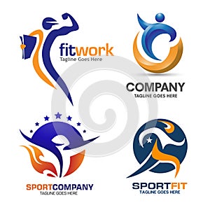 Sport and fitness logo set