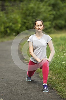 Sport fitness model caucasian ethnicity training outdoors.