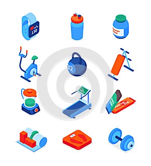 Sport and fitness - modern isometric icons set