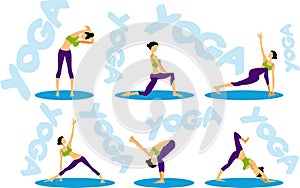 Sport fitness Yoga sequence icons set