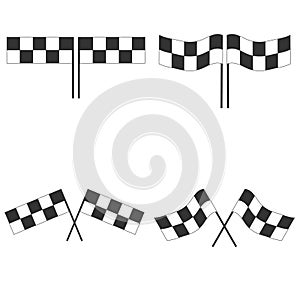 Sport flag for competition race. Black and white checkered auto racing flags