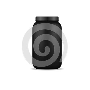 Sport food black containers or bottle protein.