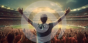 sport football people soccer event stadium celebration fun success fan. Generative AI.