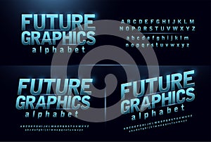 Sport future blue glow modern alphabet fonts. technology typography bold and italic font uppercase and lowercase. vector