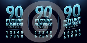Sport future number blue glow modern alphabet fonts. technology numbers typography bold and italic font. vector illustration