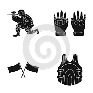 Sport, game, paintball, competition .Paintball set collection icons in black style vector symbol stock illustration web.