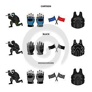 Sport, game, paintball, competition .Paintball set collection icons in cartoon,black,monochrome style vector symbol