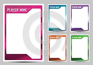 Sport or game player card frame template design