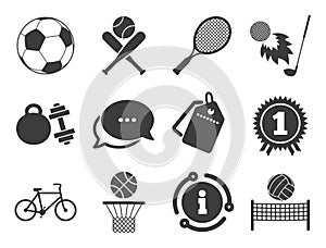 Sport games, fitness icon. Football, basketball. Vector