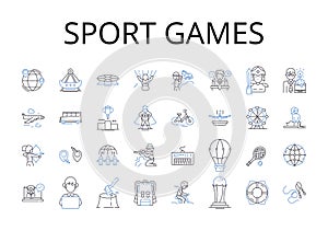 Sport games line icons collection. Athletic contests, Athletic events, Competitive activities, Physical competitions