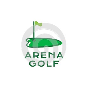 Sport golf arena flag hole logo design