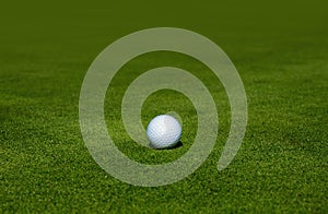 Sport golf background with copy space. Golf ball on tee ready to be shot. Golf club background.