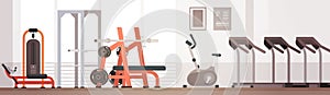 Sport Gym Interior Workout Equipment Copy Space