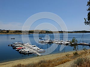 Sport harbor on the embalse de Orellana, Badajoz . Spain