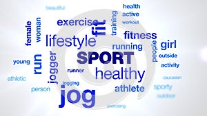 sport healthy jogger lifestyle fit fitness jog exercise runner people animated word cloud background in uhd 4k 3840 2160